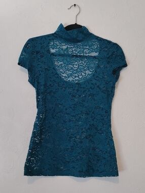 Express Teal Lace Mock-Neck Camisole